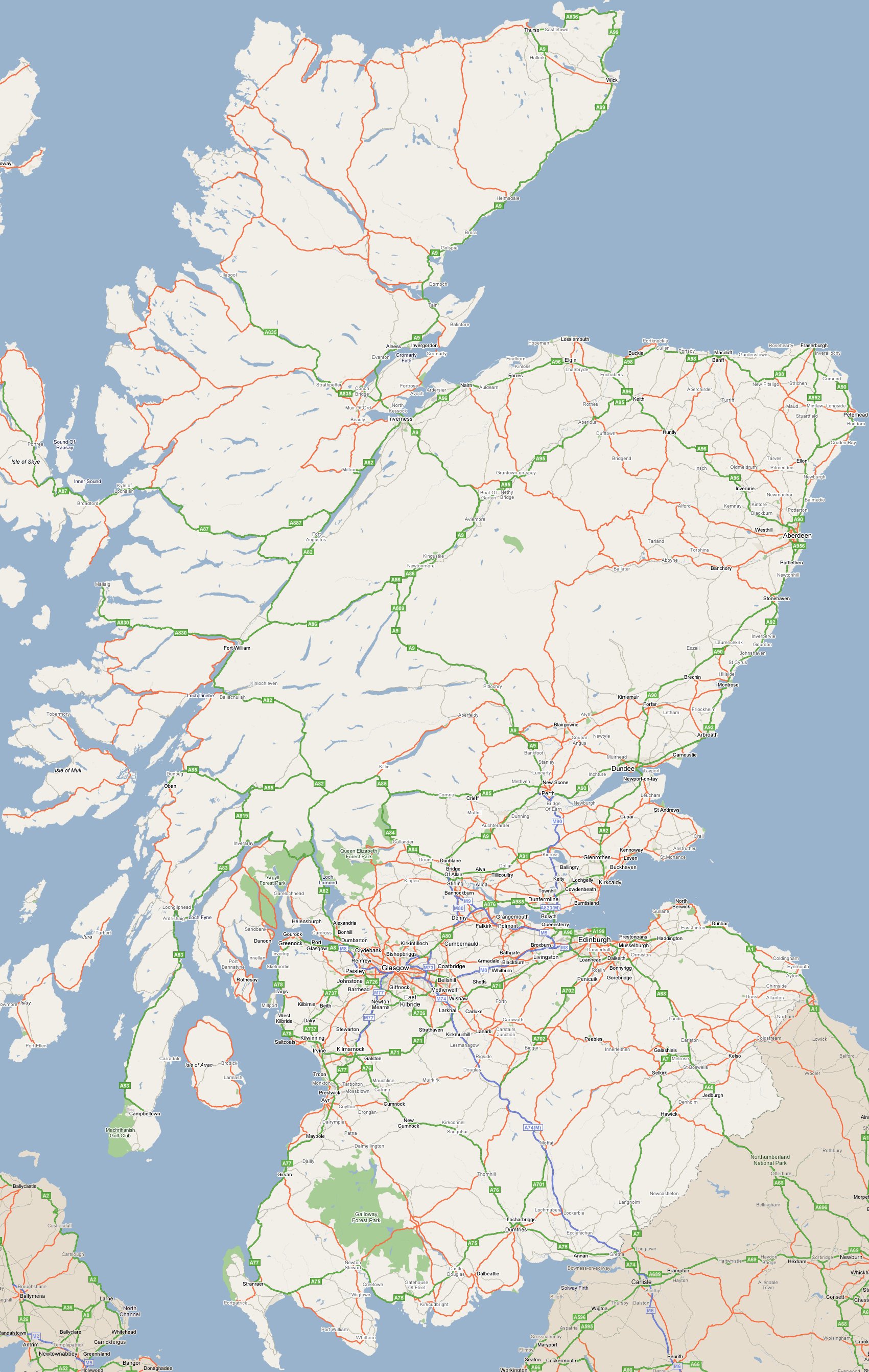 Map Of Scotland Showing Location Of Aberdeen Source Google Maps